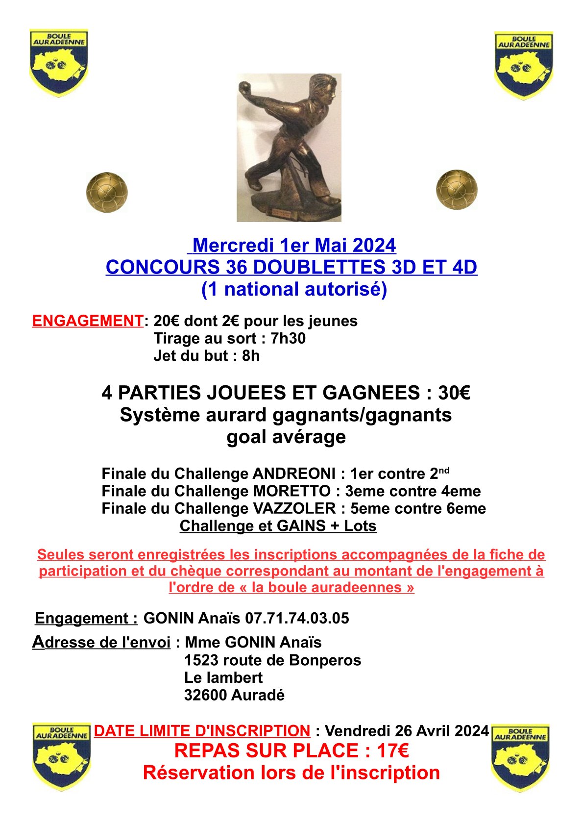 AURADE AFFICHE DU CONCOURS DU 1ER MAI – C.B.D du GERS